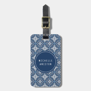 Moderne portugiesische Tiles Azulejos Navy und Whi Gepäckanhänger