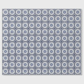 Moderne portugiesische Tiles Azulejos Navy und Whi Geschenkpapier (Flach)