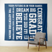 Moderne positive Ermutigung blauer Glückwunsch Gra Wandteppich (Beispiel (Horizontal))