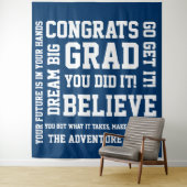 Moderne positive Ermutigung blauer Glückwunsch Gra Wandteppich (Beispiel)