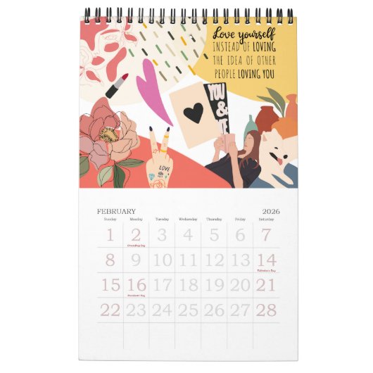 Moderne Positive Vibes Motivierend Abstrakt 2022 Kalender (Feb 2026)