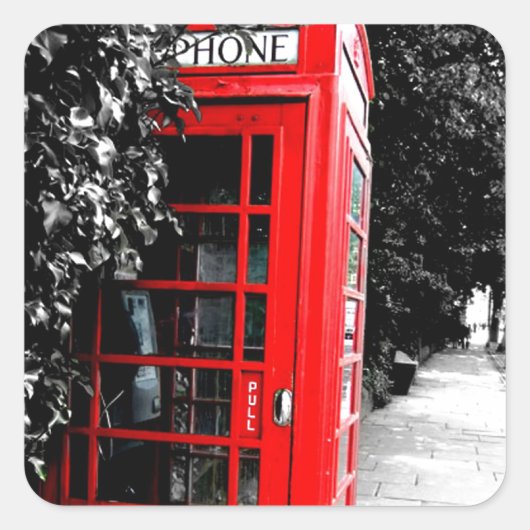 Moderne Postbox Red London Quadratischer Aufkleber (Vorderseite)