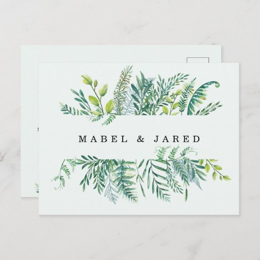 Moderne Postkarte des Laubs Save the Date (Vorne/Hinten)