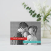 Moderne Postkarte Foto (rot/Aquamarin) (Stehend Vorderseite)