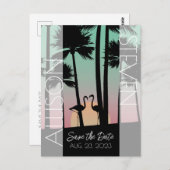 Moderne Postkarte mit Save the Date flaminginische (Vorne/Hinten)