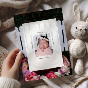 Moderne Postwertzeichen-Foto-Geburts-Baby-Dankesch Dankeskarte