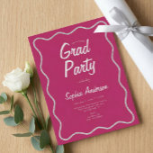Moderne Preiselbeer-Rosa-Fotocollage-Abschlussfeie Einladung