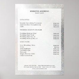 Moderne Preisliste für Silver Glitzer Salon Poster
