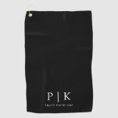 Moderne Premium-Schwarze Golfhandtuch mit Monogram (Vorderseite)