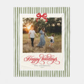 Moderne Preppy Happy Holidays Name & Foto Fleecedecke (Vorderseite)