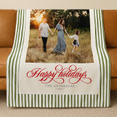 Moderne Preppy Happy Holidays Name & Foto Fleecedecke