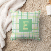 Moderne Preppy-Karo-Varsity-Monogramm Grün-Lime