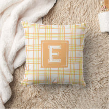 Moderne Preppy-Karo-Varsity-Monogramm Orange Gelb