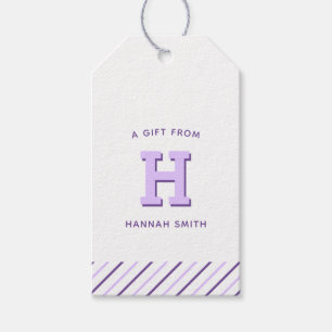 Moderne Preppy Monogram und Stripe Gift Tags Geschenkanhänger