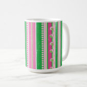 Moderne Preppy Streifen pink, grün, weiß Kaffeetasse (VorderseiteRechts)