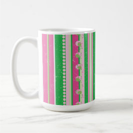 Moderne Preppy Streifen pink, grün, weiß Kaffeetasse