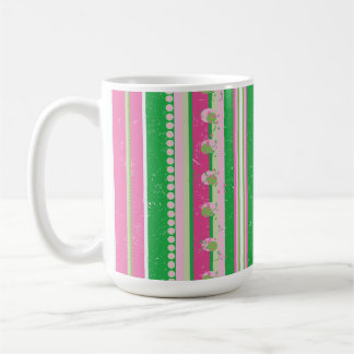 Moderne Preppy Streifen pink, grün, weiß Kaffeetasse