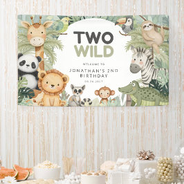 Moderne Preppy Two Wild 2. Geburtstag Dschungeltie Banner