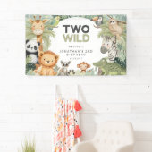 Moderne Preppy Two Wild 2. Geburtstag Dschungeltie Banner (Insitu)