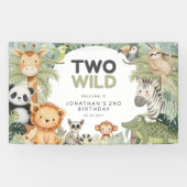 Moderne Preppy Two Wild 2. Geburtstag Dschungeltie Banner (Horizontal)