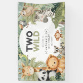 Moderne Preppy Two Wild 2. Geburtstag Dschungeltie Banner (Vertikal)
