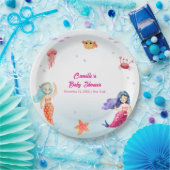 Moderne Princess Mermaid Ocean Coral Baby Dusche Pappteller (Party)