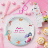 Moderne Princess Mermaid Ocean Coral Baby Dusche Pappteller (Party)