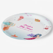 Moderne Princess Mermaid Ocean Coral Baby Dusche Pappteller (Schrägansicht)