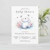 Moderne Printable Bear Baby Dusche Einladung (Stehend Vorderseite)