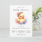 Moderne Printable Duck Baby Duck Dusche Einladung (Stehend Vorderseite)