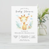 Moderne Printable Giraffe Babydusche Einladung (Stehend Vorderseite)
