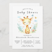 Moderne Printable Giraffe Babydusche Einladung (Vorne/Hinten)