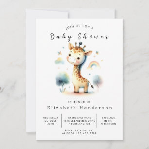 Moderne Printable Giraffe Babydusche Einladung
