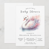Moderne Printable Swan Baby Dusche Einladung (Vorne/Hinten)
