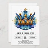 Moderne Printkronen zum Geburtstag Einladung (Vorne/Hinten)