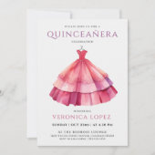 Moderne Prinzessin Lila Pink Quinceñera Wasserfarb Einladung (Vorderseite)