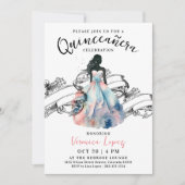 Moderne Prinzessin Pink 15. Quinceañera Wasserfarb Einladung (Vorderseite)