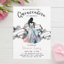 Moderne Prinzessin Pink 15. Quinceañera Wasserfarb