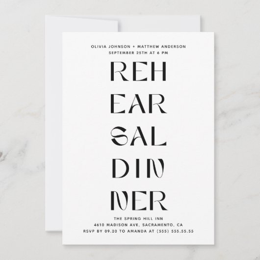 Moderne Probe-Dinner | Editoriale Typografie Einladung (Vorderseite)