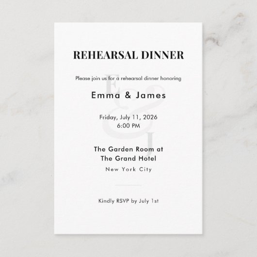 Moderne Probe Dinner Einladungskarte | QR-Code (Vorderseite)