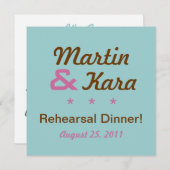 Moderne Proben-Abendessen-Quadrat-Einladung (blau) Einladung (Vorne/Hinten)