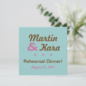 Moderne Proben-Abendessen-Quadrat-Einladung (blau) Einladung (Stehend Vorderseite)