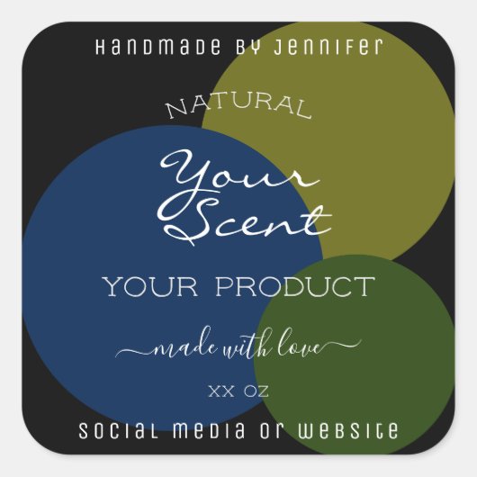 Moderne Produktverpackungsetiketten Schwarz Grün Quadratischer Aufkleber (Vorderseite)