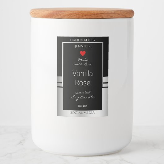 Moderne Produktverpackungsetiketten Schwarz und Si Lebensmitteletikett (Vorderseite)