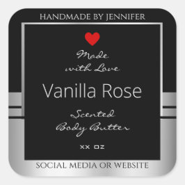 Moderne Produktverpackungsetiketten Schwarz und Si Quadratischer Aufkleber