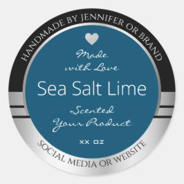 Moderne Produktverpackungsmarken Black Silver Blue Runder Aufkleber