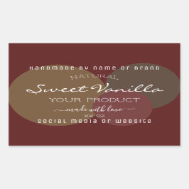 Moderne Produktverpackungsmarken dunkelrot und bra Rechteckiger Aufkleber