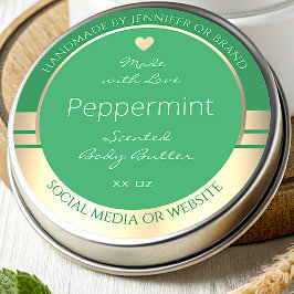 Moderne Produktverpackungsmarken Grün und Gold Runder Aufkleber