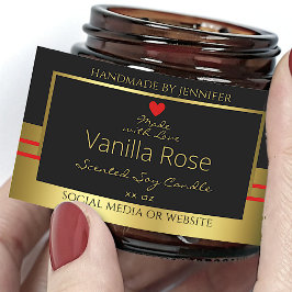 Moderne Produktverpackungsmarken Schwarz und Gold Rechteckiger Aufkleber