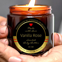 Moderne Produktverpackungsmarken Schwarz und Gold Runder Aufkleber